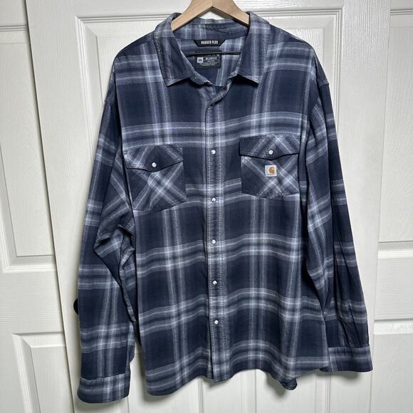 Carhartt Rugged Flex Pearl Snap Flannel Shirt Men’s 3XL Relaxed Fit Long Sleeve - Picture 1 of 13